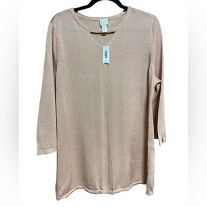 Chico's Keyhole Front Knitted 3/4 Sleeve Pullover Sweater Size 3(XL) NWT